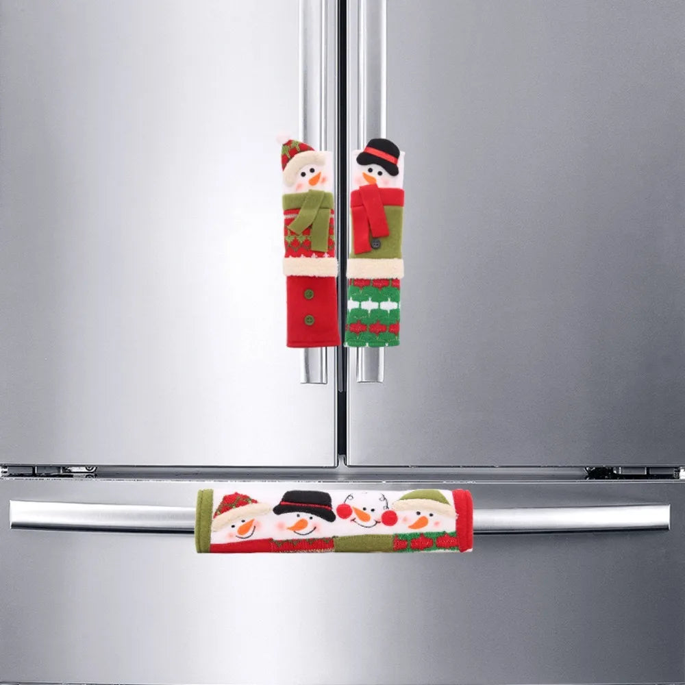 Christmas Snowman Appliance Handle Covers, Set of 3 for Refrigerator, Oven and Microwave
