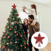 Red Glitter Star Christmas Tree Topper, 10 in with Coil Base