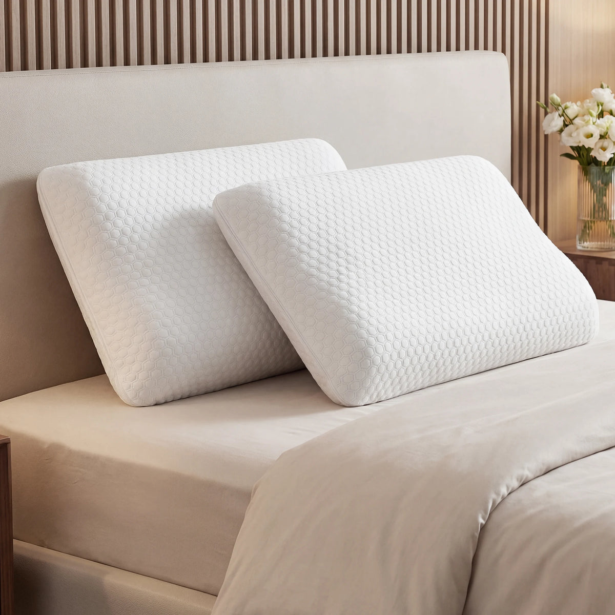 Ventilated Memory Foam Bed Pillow, Set of 2