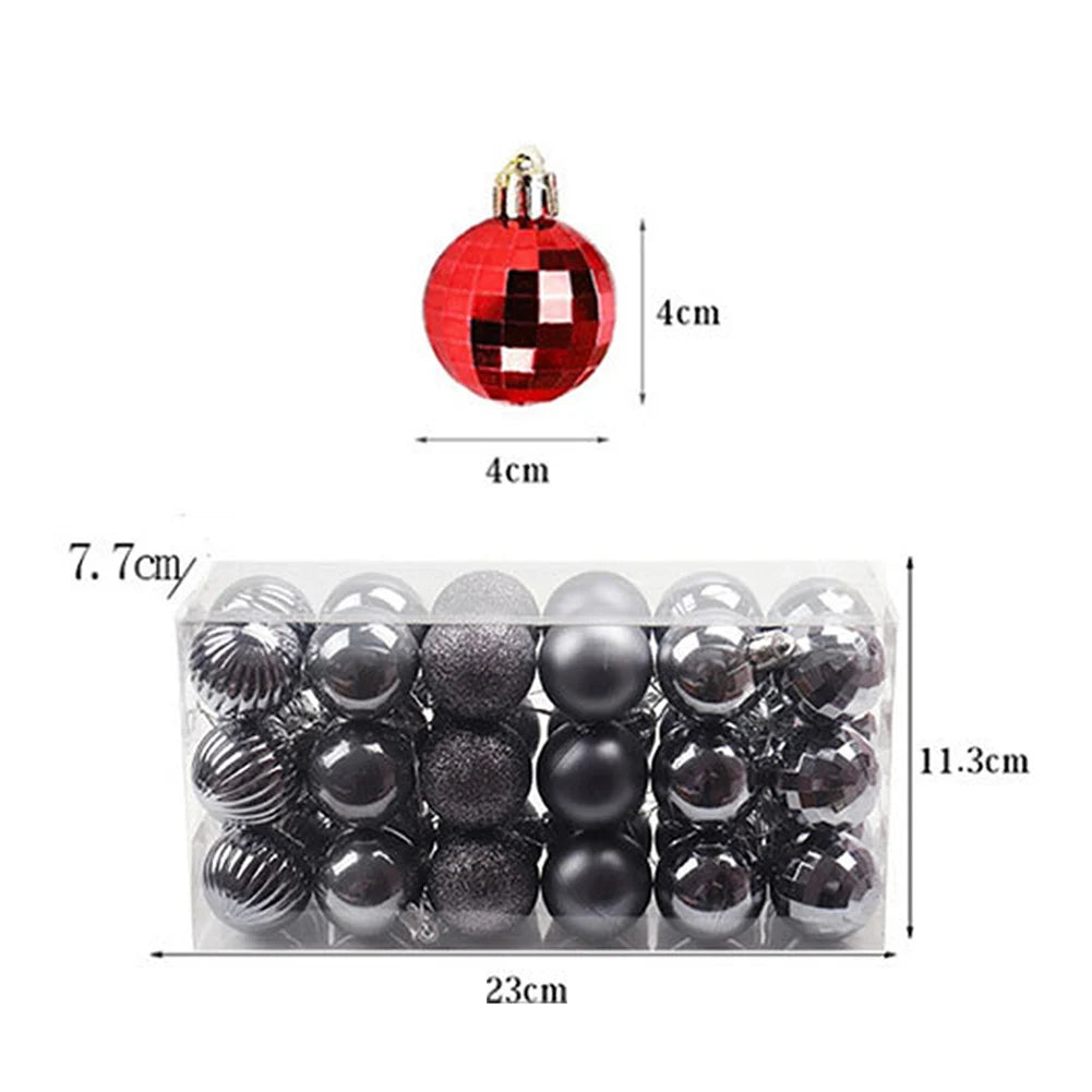 Christmas Ball Ornaments, 36-Piece Red Plastic Tree Ornament Set, 1.6 in