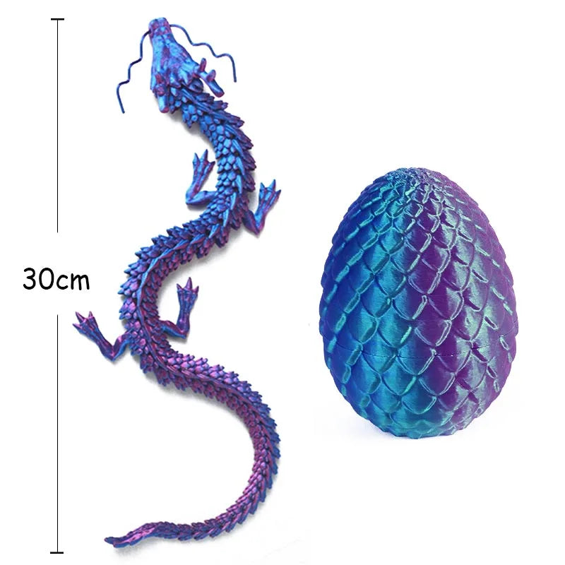 Articulated 3D Printed Dragon Egg Toy, 30cm Dragon Inside Egg Shell - Christmas Stocking Stuffer