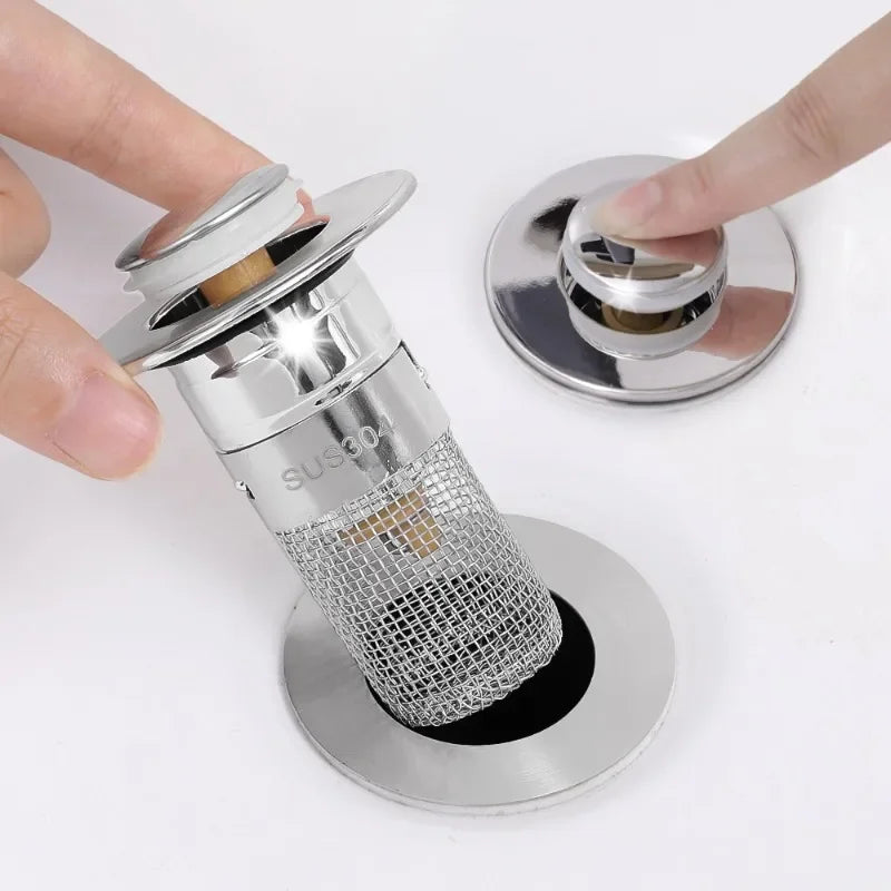 Stainless Steel Pop-Up Floor Drain Filter with Mesh Hair Catcher