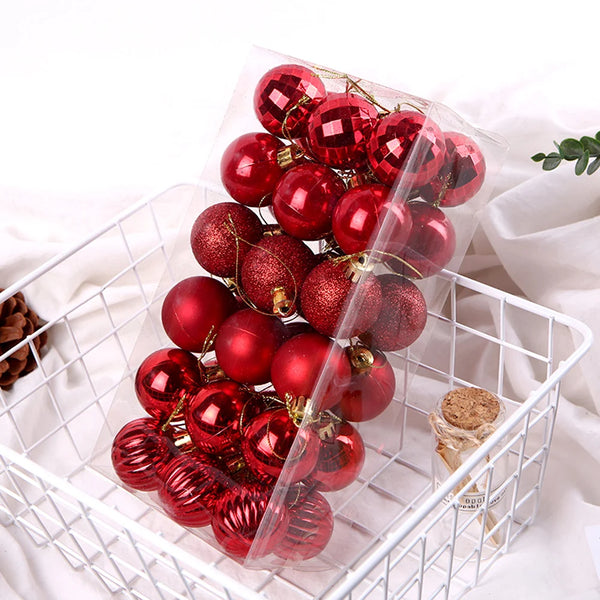 Christmas Ball Ornaments, 36-Piece Red Plastic Tree Ornament Set, 1.6 in