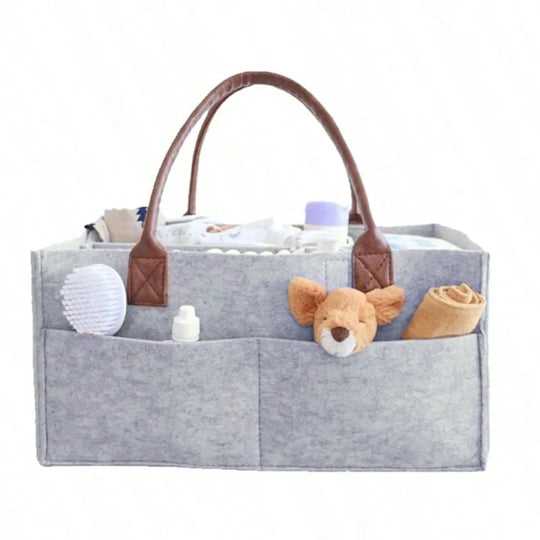 Felt Diaper Caddy Organizer with Dividers and Carry Handles