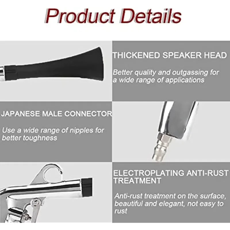 Air Blow Cleaning Gun for Car Interior Detailing, Aluminum Body with Funnel Nozzle