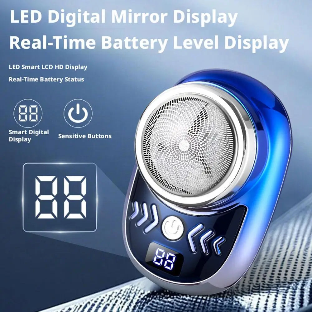 Mini Pocket Electric Shaver with LED Display, USB-C Rechargeable