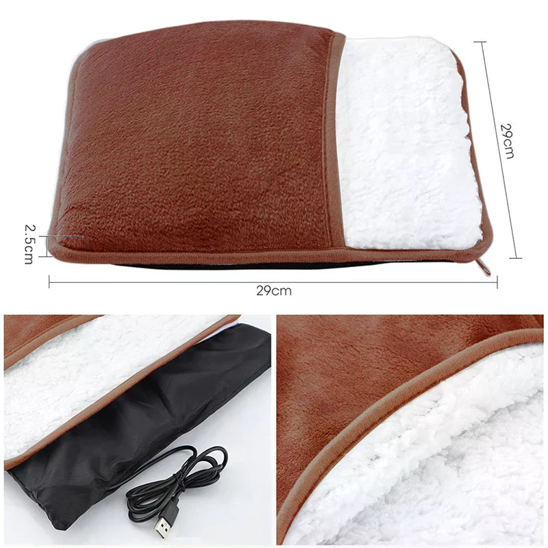 Christmas Gift Plush Heated Foot Warmer Pad - Sherpa-Lined Foot Pocket