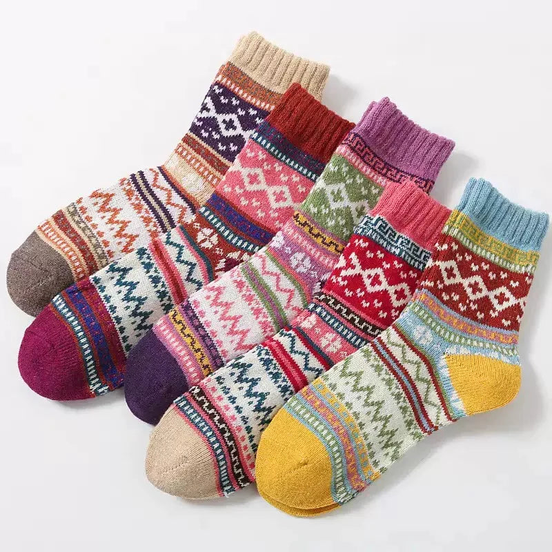 5 Pairs Soft Christmas Socks Gift Set, Assorted Holiday Patterns
