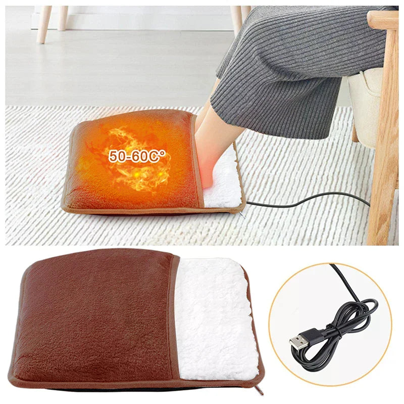 Christmas Gift Plush Heated Foot Warmer Pad - Sherpa-Lined Foot Pocket