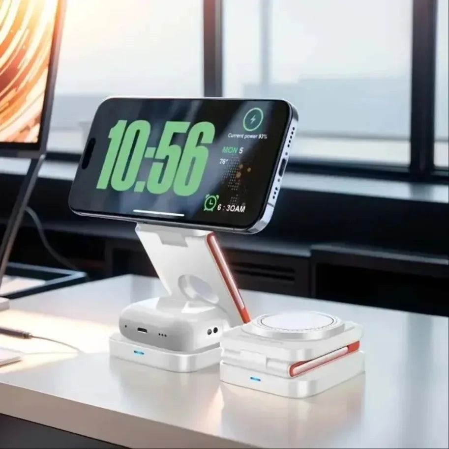 3-in-1 Foldable Magnetic Wireless Charger Station for Phone, Watch and Earbuds
