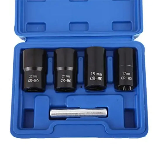 Damaged Lug Nut Extractor Socket Set for Car Wheels, 17 to 22 mm, with Case
