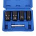 Damaged Lug Nut Extractor Socket Set for Car Wheels, 17 to 22 mm, with Case