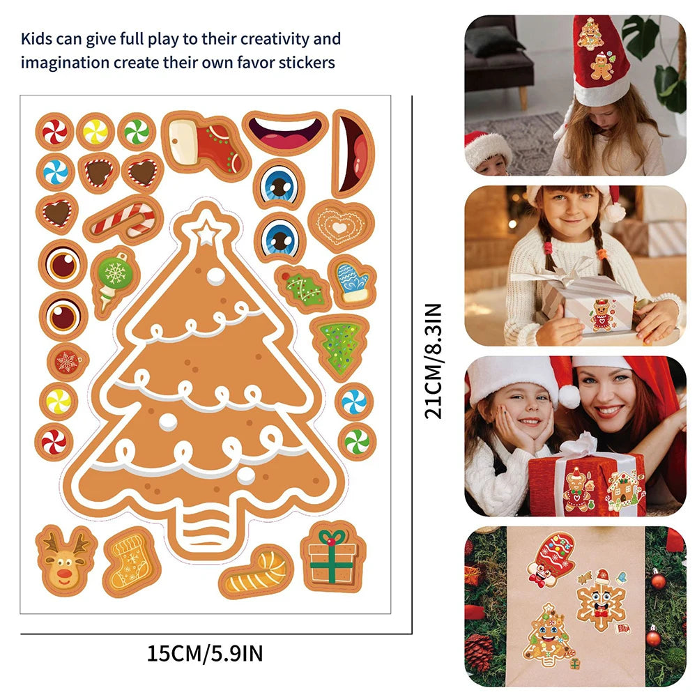 Christmas Make-a-Face Puzzle Stickers, 12 Sheets