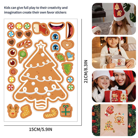 Christmas Make-a-Face Puzzle Stickers, 12 Sheets
