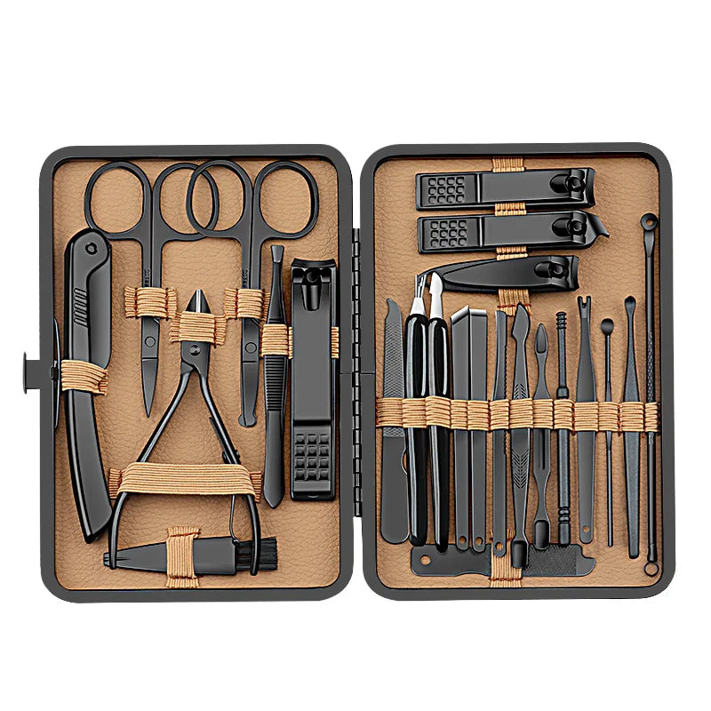 24-Piece Manicure and Pedicure Nail Clipper Set in Folding Travel Case