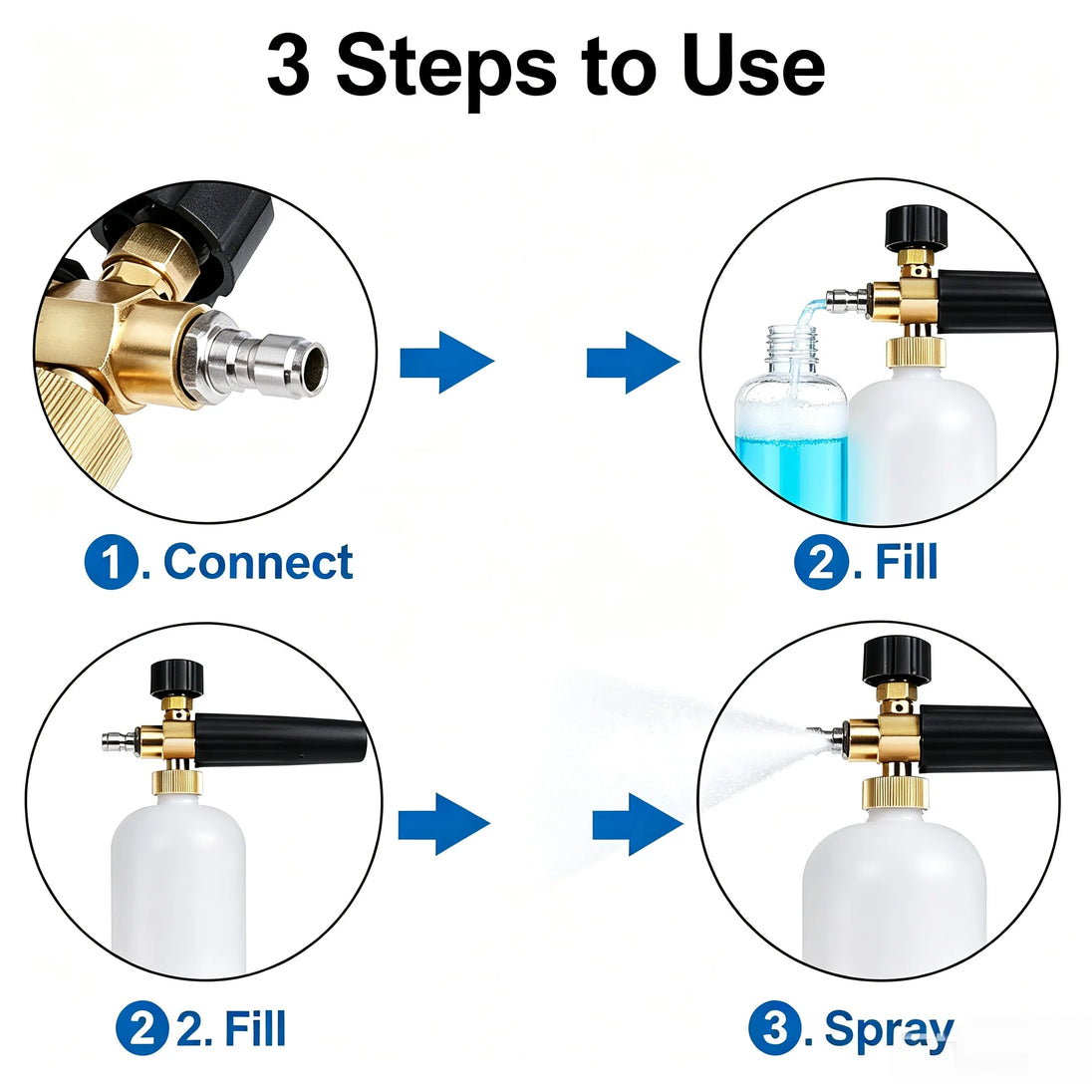 1L Foam Cannon for Pressure Washers with 1/4" Quick Connector