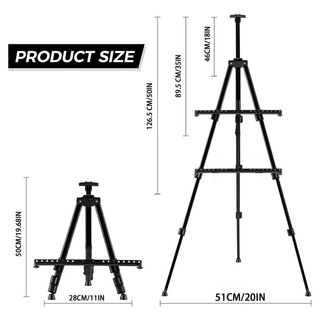 Portable Aluminum Painting Easel with Tripod Stand and Carry Bag, 50 to 126 cm