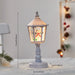 Lighted Musical Snow Globe Lantern, LED Light-Up Holiday Lamp with Swirling Snow, 8in Tabletop Decor