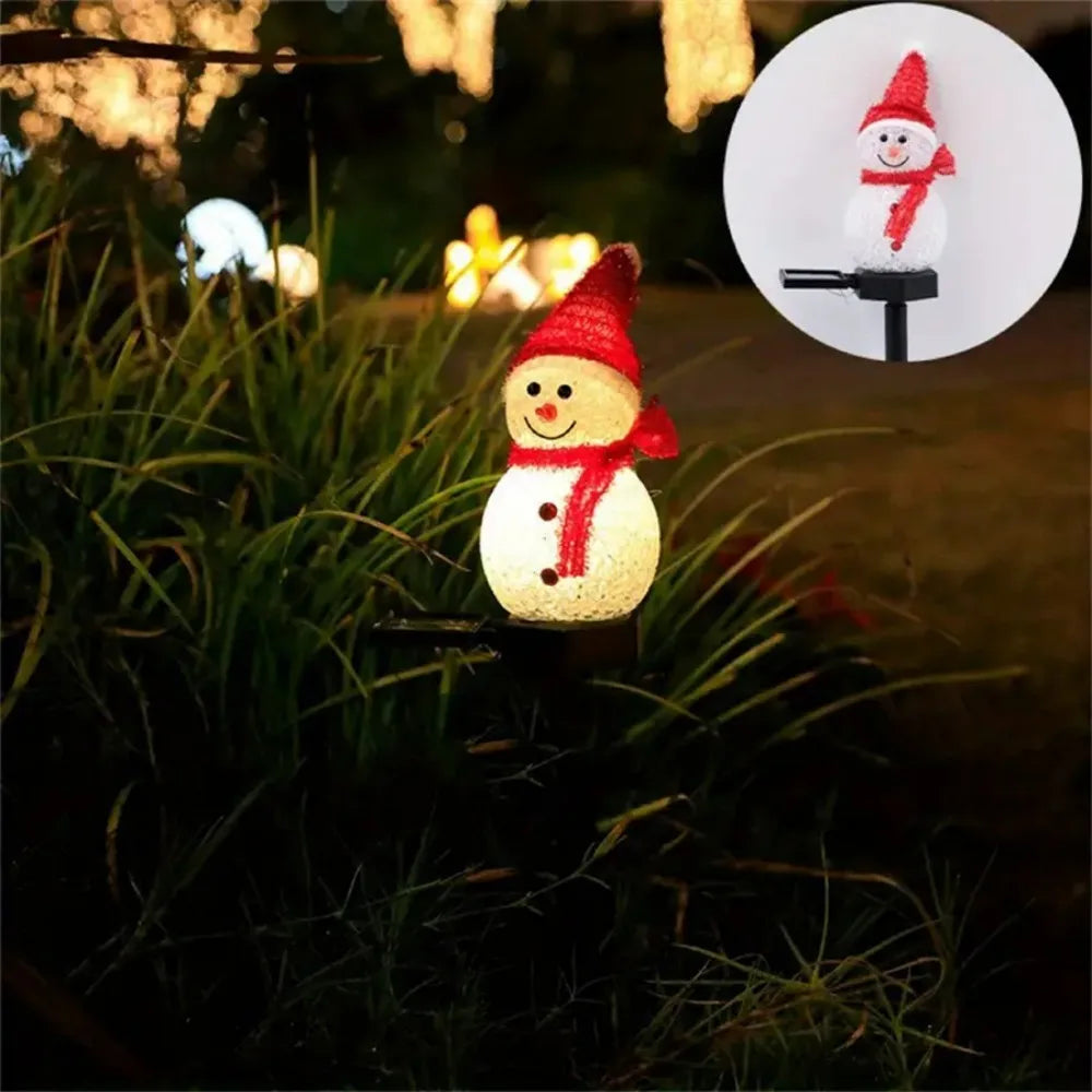 Solar Christmas Snowman Stake Light, Outdoor Lighted Snowman for Yard and Pathway, Red Hat