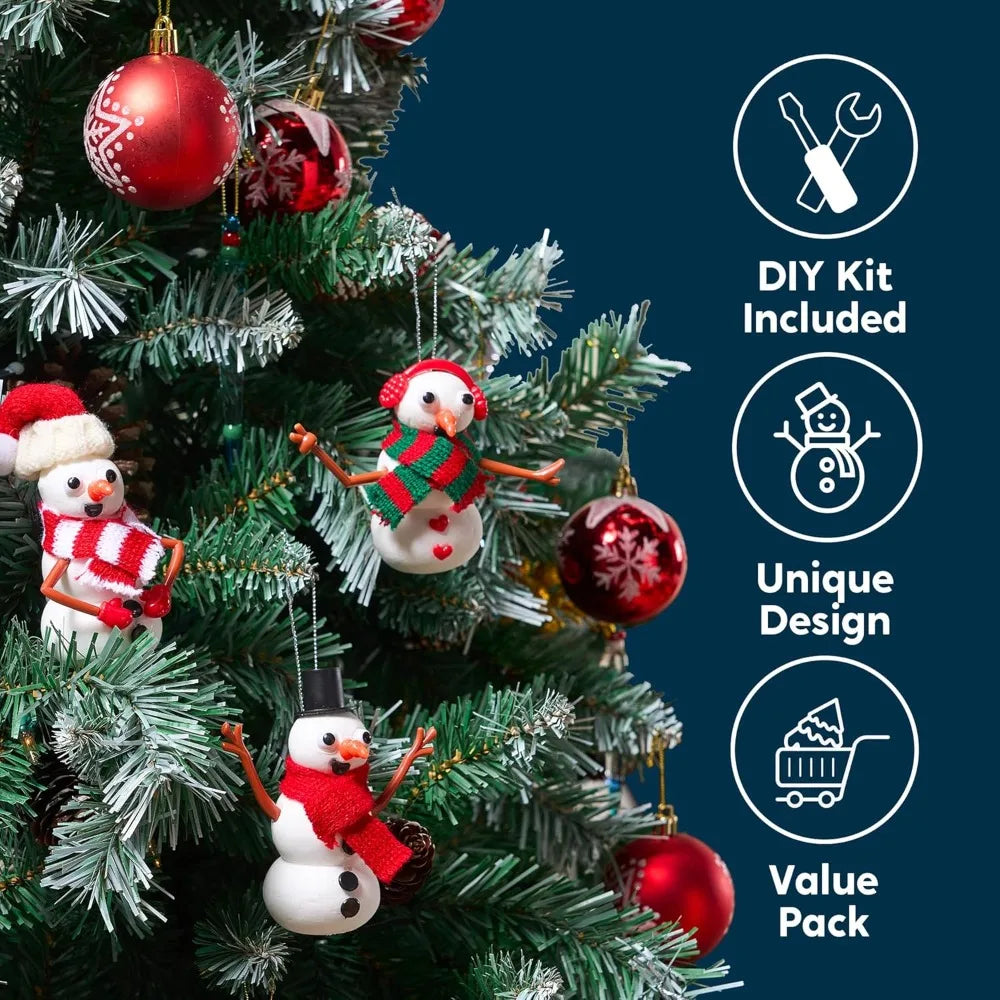 Christmas Build-Your-Own Snowman Craft Kit, 3-Pack DIY Clay Snowman Activity
