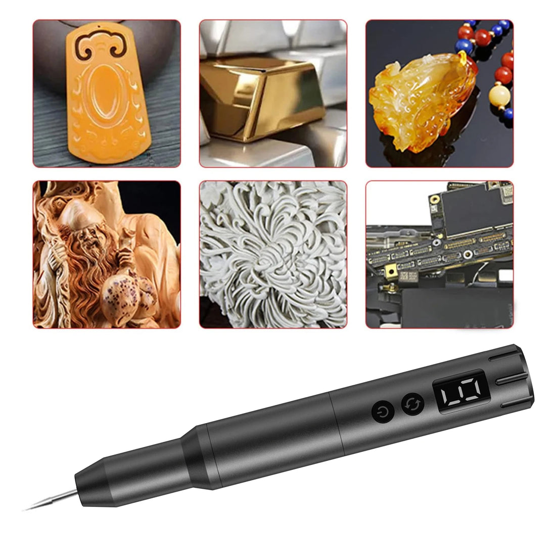 Cordless Craft Engraving Pen with 30-Piece Bit Set, USB-C Rechargeable