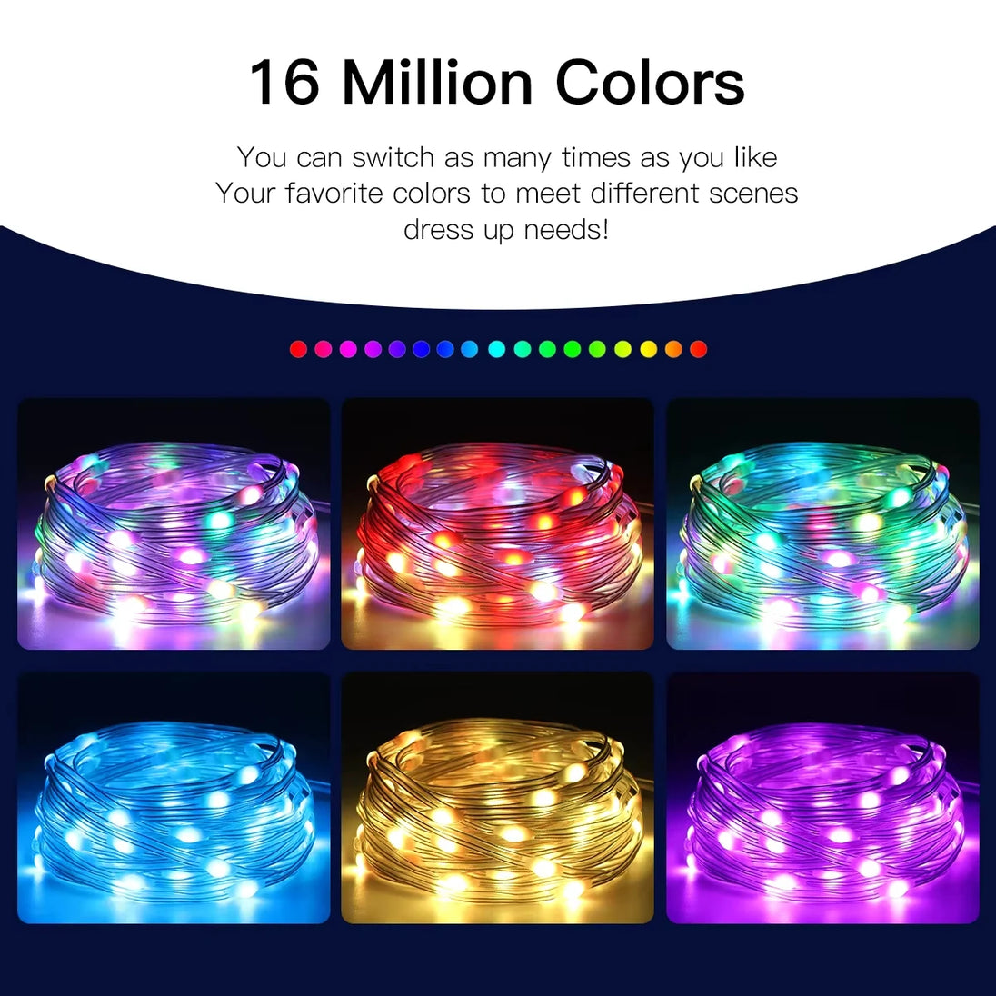 Smart Christmas Tree String Lights with App and Remote Control, USB, 33 ft Color-Changing