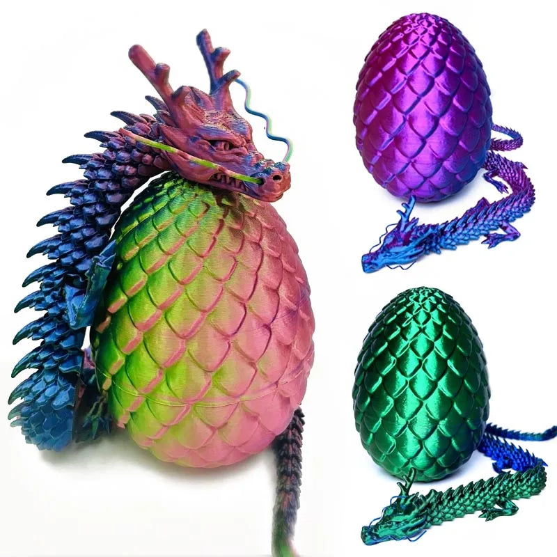 Articulated 3D Printed Dragon Egg Toy, 30cm Dragon Inside Egg Shell - Christmas Stocking Stuffer