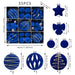 Navy Blue Velvet Christmas Ornament Set, 35 Assorted Balls, Stars and Bows for the Tree