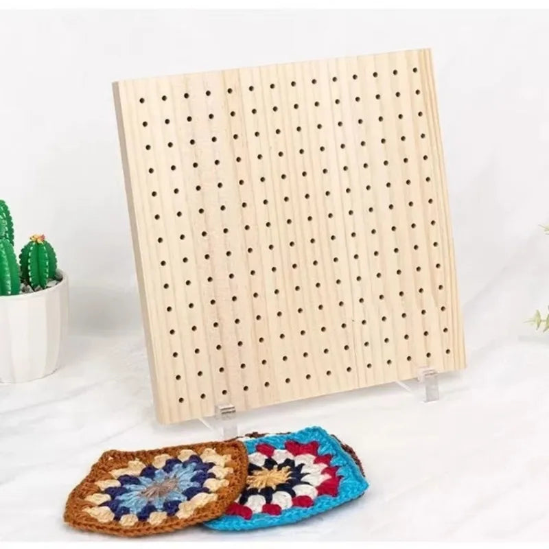 Wooden Crochet Blocking Board with Pins and Stand, 20 x 20 cm