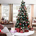 White Faux Fur Christmas Tree Skirt, 48 in Round Plush Tree Base Cover