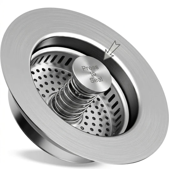 3-in-1 Stainless Steel Kitchen Sink Strainer with Pop-Up Stopper