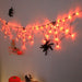 Orange Spider Web LED String Lighting with 3 Spiders, Halloween Haunted House Decor, 180cm
