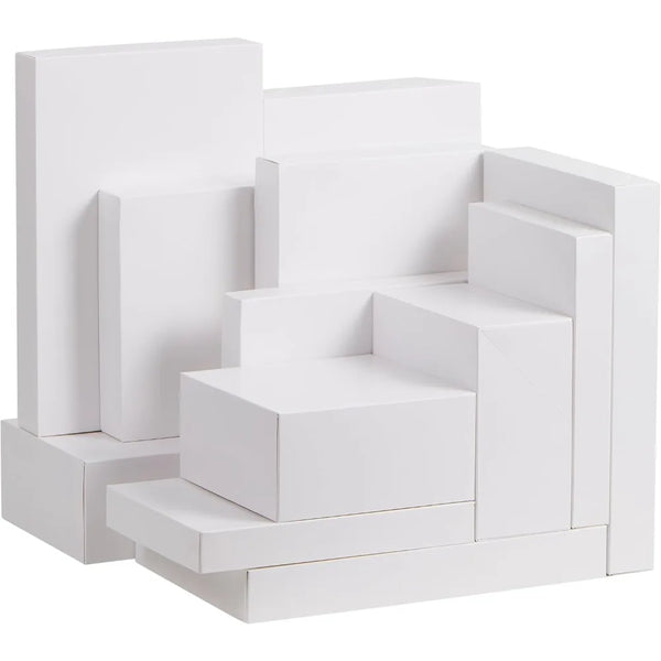 12-Piece White Christmas Gift Boxes with Lids, Assorted Sizes for Shirts