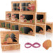 Christmas Kraft Window Cookie Gift Boxes, Set of 12 - Santa & Snowman Designs with Tie Cord