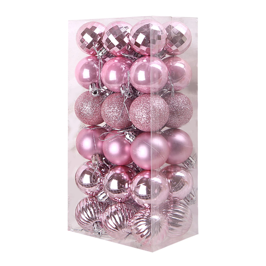 Pink Christmas Ball Ornaments, 36-Piece Plastic Tree Ornament Set, 1.6 in