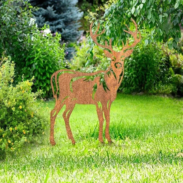 Christmas Rustic Metal Reindeer Garden Stake Decor, 15.7 in