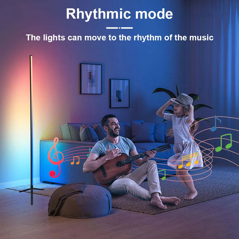 RGB Corner Floor Lamp with App, Remote and Music Sync, 59 in