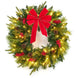 Pre-Lit Christmas Wreath, 24 in Battery Operated Front Door Wreath with 50 Warm White LEDs, Red Bow and Timer, Ships fro