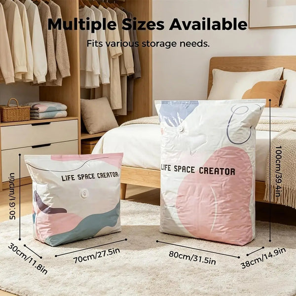Cube Compression Storage Bags for Travel and Closet, No Pump Needed, Set of 4 Large