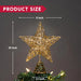 Gold Glitter Star Christmas Tree Topper, 10 Inch with 20 Warm White LED Lights, Battery Operated