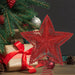 Red Glitter Star Christmas Tree Topper, 10 in with Coil Base
