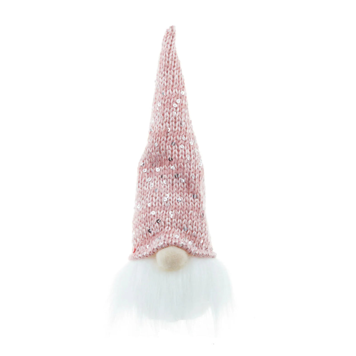 Light-Up Christmas Gnome, 7.9 in Plush LED Gnome with Pink Sequin Knit Hat, Tabletop and Tree Decoration