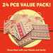 Christmas Kraft Paper Gift Bags with Handles, Assorted Prints, 24 Pack