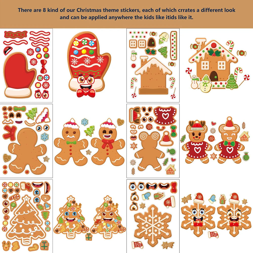 Christmas Make-a-Face Puzzle Stickers, 12 Sheets