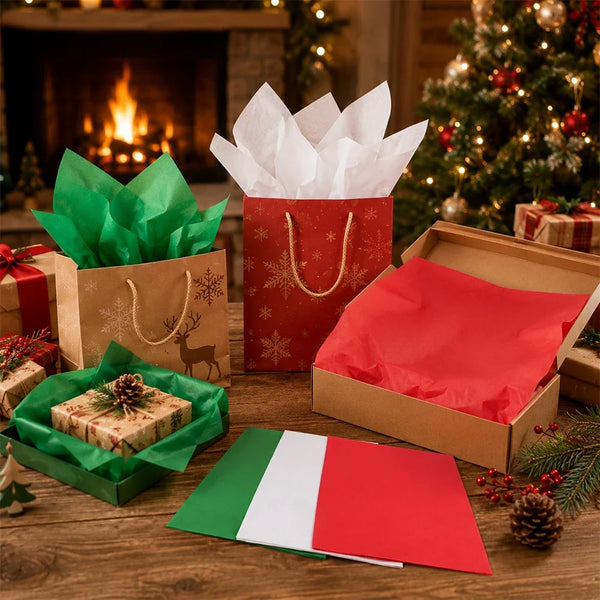 Christmas Tissue Paper, 60 Sheets, 20 x 20 in Red, Green and White Gift Wrap Tissue