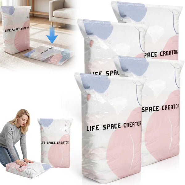 Cube Compression Storage Bags for Travel and Closet, No Pump Needed, Set of 4 Large