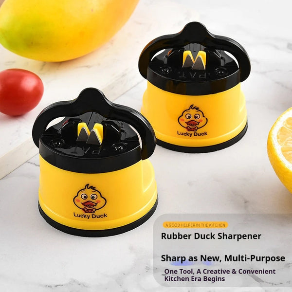 Suction Cup Kitchen Knife Sharpener, Compact Countertop Carbide Sharpener, Duck Design