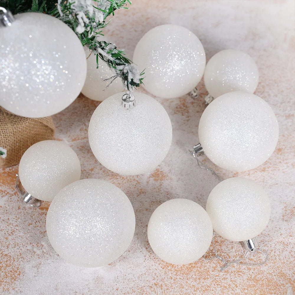 6-Piece Glitter White Christmas Ball Ornaments, 6 cm (2.36 in)
