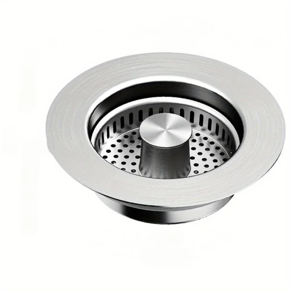 3-in-1 Stainless Steel Kitchen Sink Strainer with Pop-Up Stopper