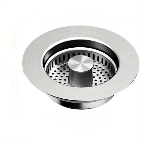 3-in-1 Stainless Steel Kitchen Sink Strainer with Pop-Up Stopper